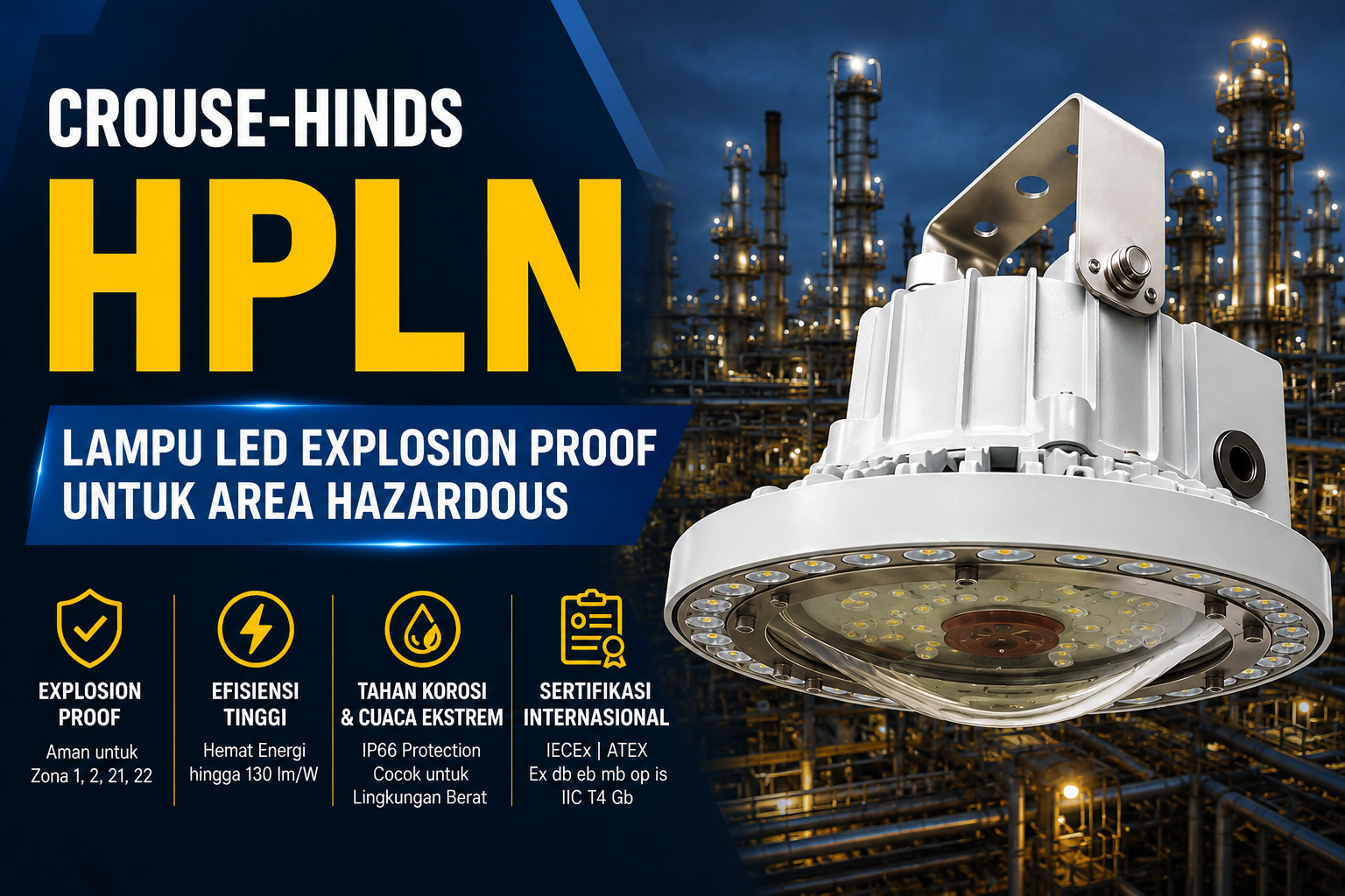 Crouse-Hinds HPLN: Solusi Lampu LED Explosion Proof untuk Area Hazardous