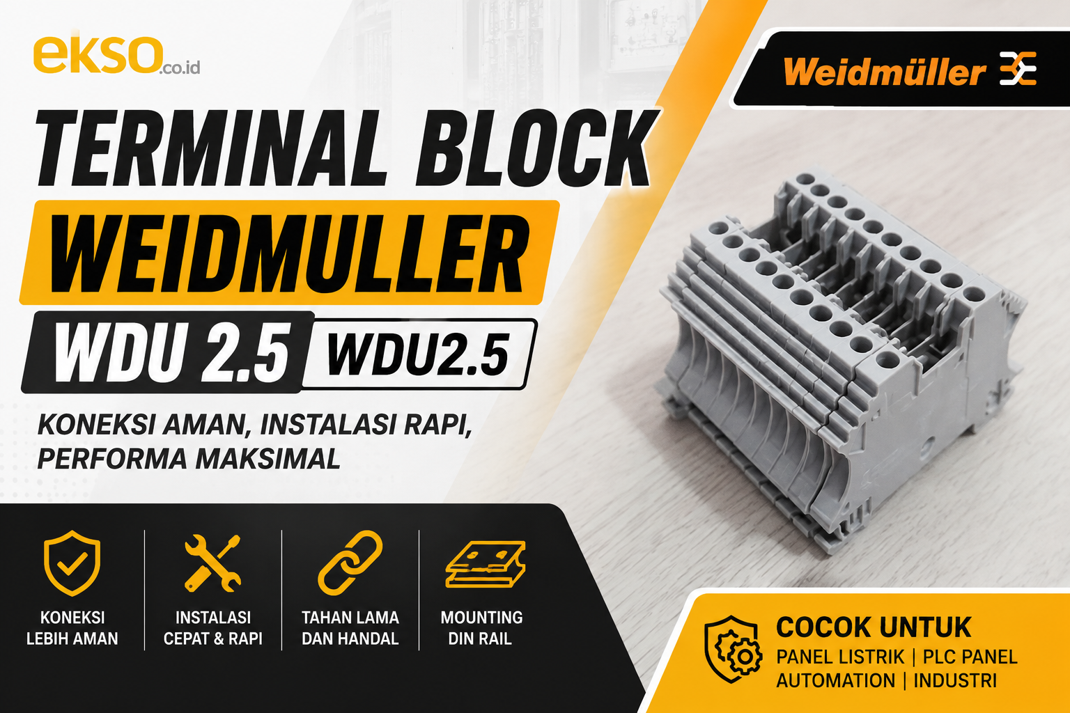 Terminal Block Weidmuller WDU 2.5 WDU2.5: Solusi Koneksi Kabel Panel yang Aman & Rapi