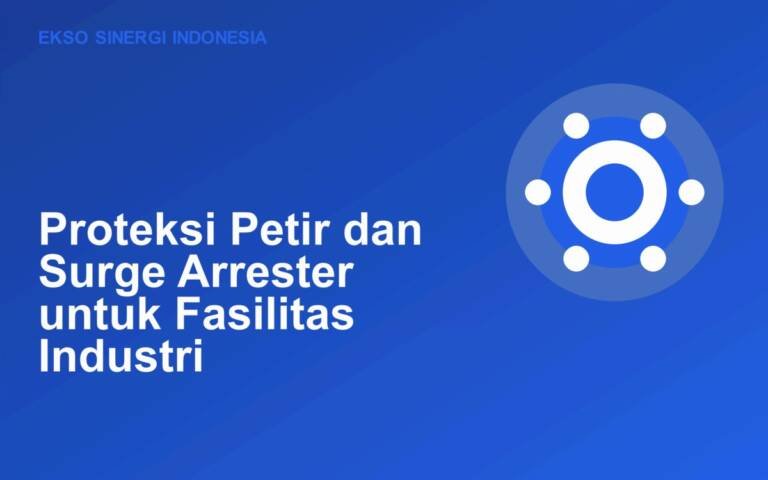 Ilustrasi sistem proteksi petir dan surge arrester pada fasilitas industri